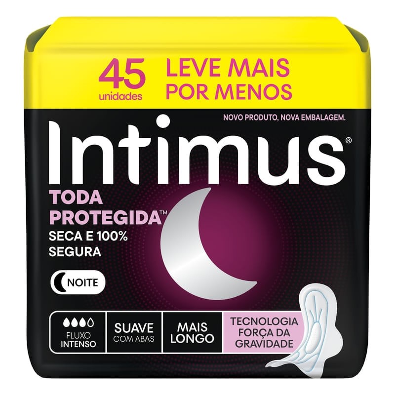 Absorvente Intimus Noturno Suave com Abas 45 un