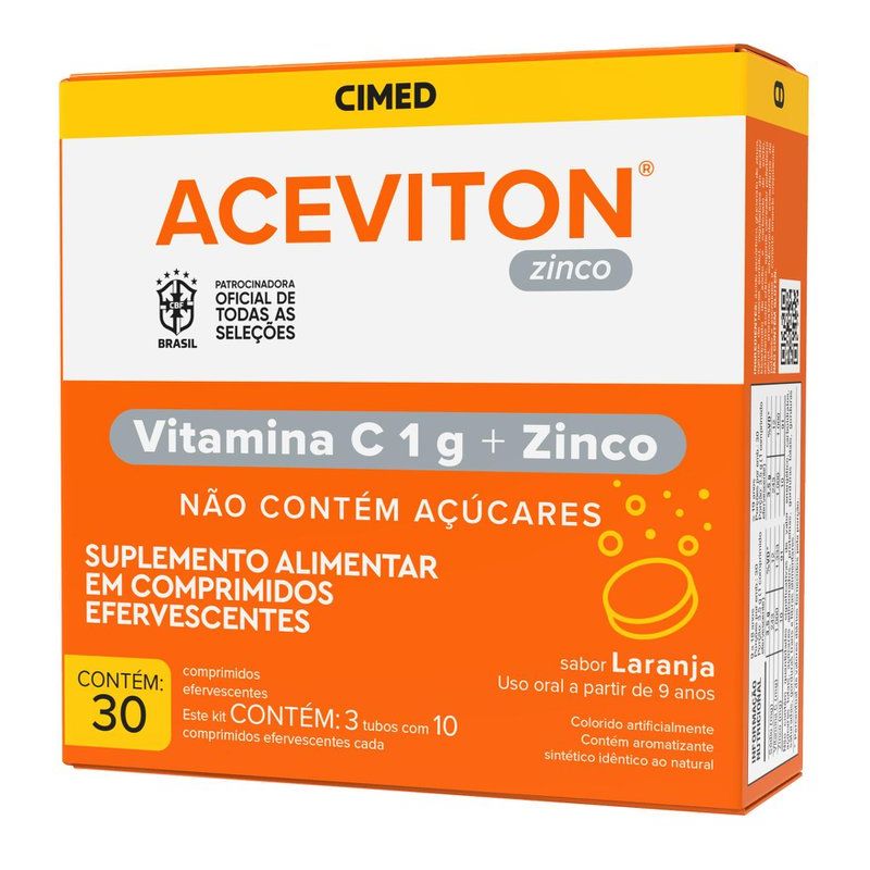 Aceviton Zinco Comprimidos Efervescente 3 Tubo X 10