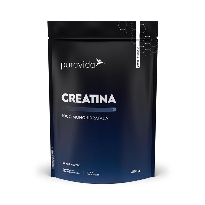 Suplemento Alimentar Creatina Puravida Monohidratada Neutro Pouch Em Pó 300g