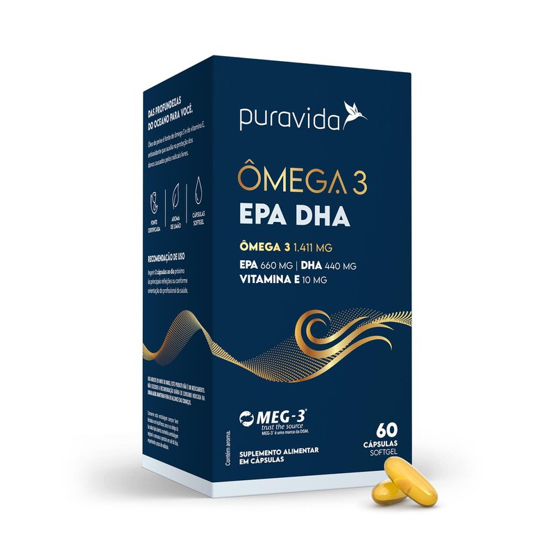 Suplemento Alimentar OMEGA3 Puravida EPA DHA 660mg 120 Capsulas Softgel