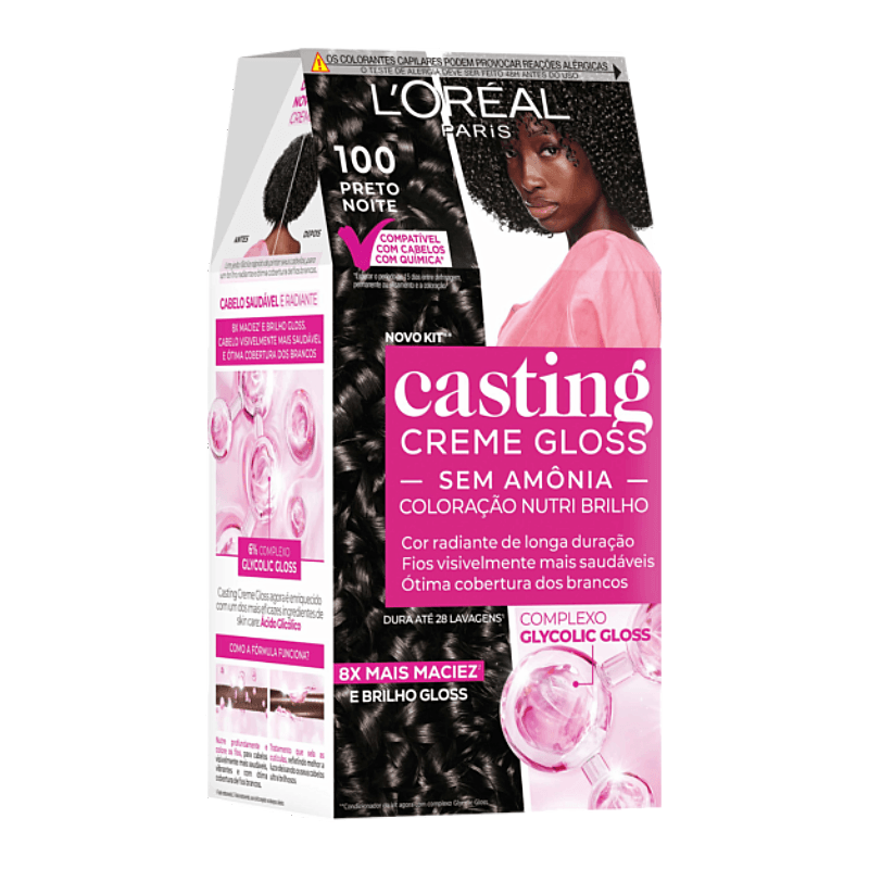 Tintura Capilar Sem Amonia Casting Creme Gloss Cor 100 Preto Noite