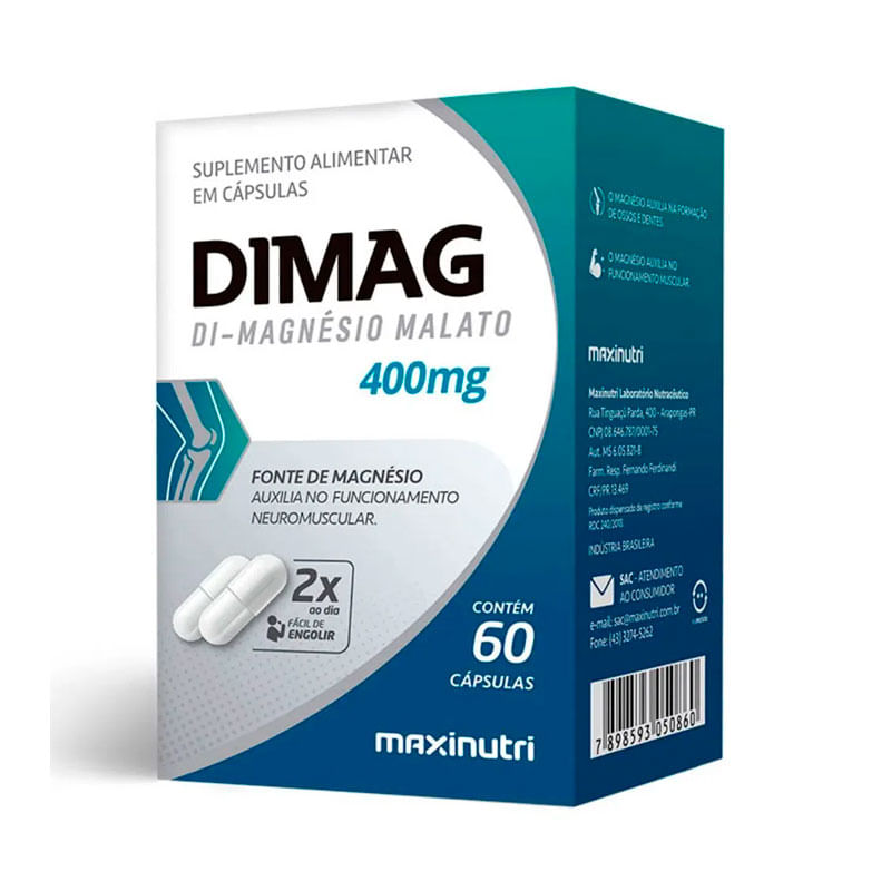 Magnesio Dimalato Dimag 400mg 60caps Maxinutr