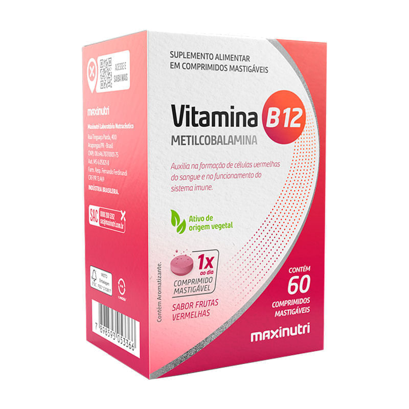 Vitamina B12 Mastigaveis C/60 Cápsulas . - Maxinutri