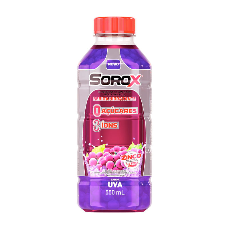 Isotonico Uva Zero Acucar Sorox Frasco 550ml