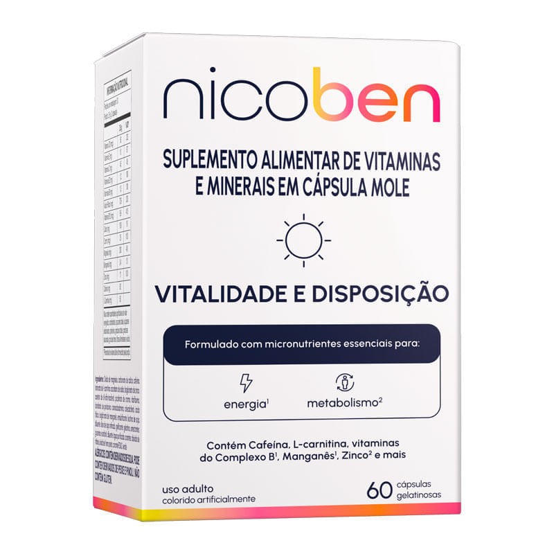 Nicoben Vitalidade E Disposição c/60 Capsulas Gelatinosas