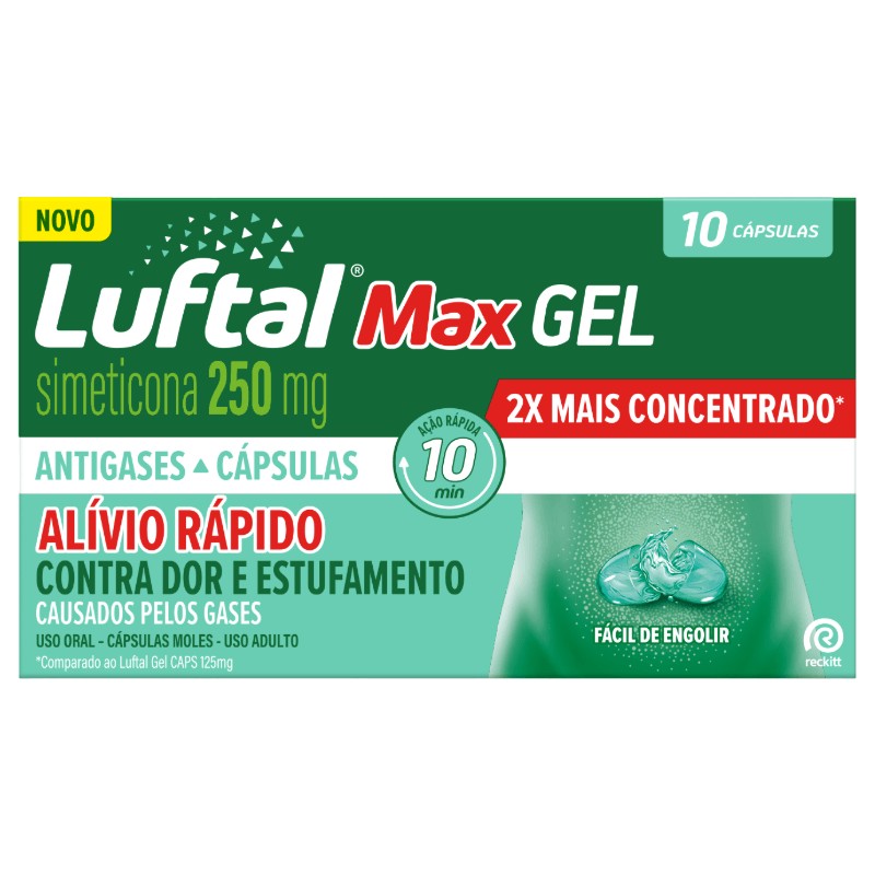 Luftal Max Gel 250mg Caixa 10 Capsulas Moles