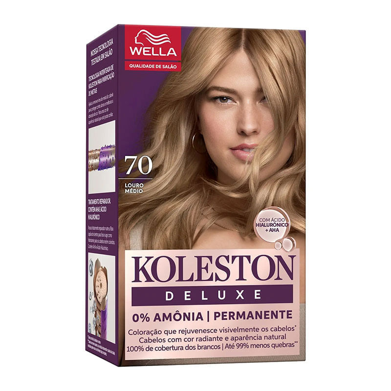 Tintura Capilar Koleston Deluxe Louro Medio 70 Wella