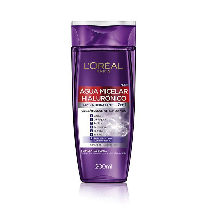 Agua Micelar Hialuronico Limpeza Hidratante 7 Em 1 Loreal Paris 200ml