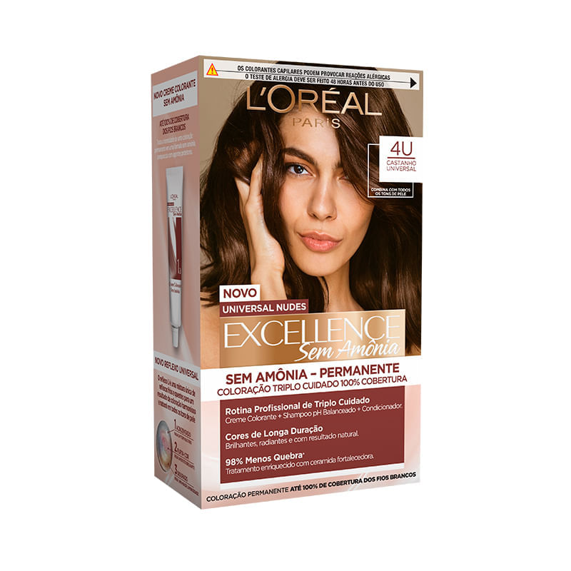 Tintura Capilar Imedia Excellence Sem Amonia Universal Nudes Cor 4U Castanho
