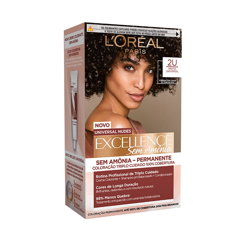 Tintura Capilar Imedia Excellence Sem Amonia Universal Nudes Cor 2U Preto