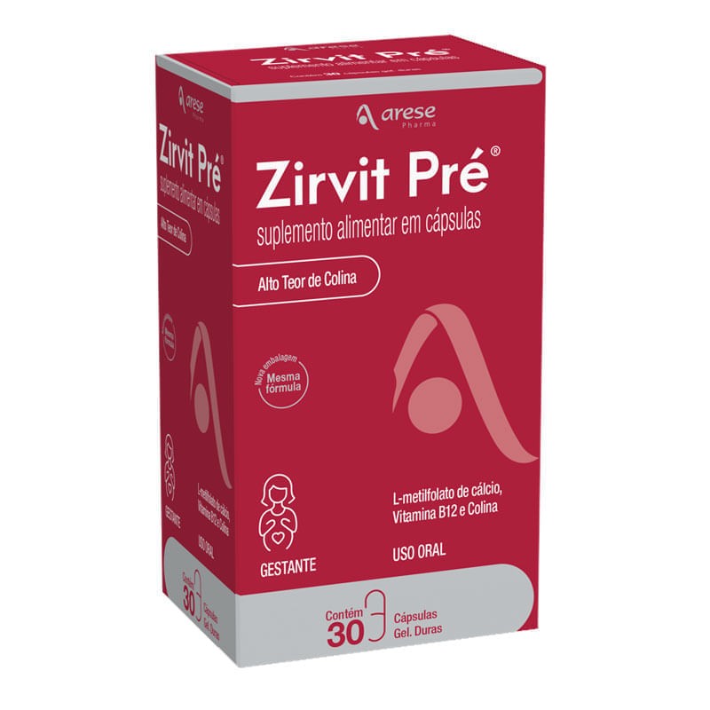Suplemento Alimentar Polivitaminico Zirvit Pre Para Gestantes c/30 Capsulas