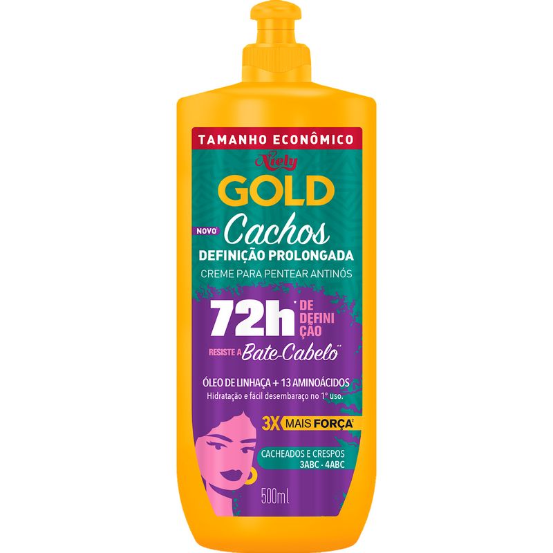 Creme Para Pentear Niely Gold Cachos Definicao Prolongada Frasco 500ml Tamanho Economico