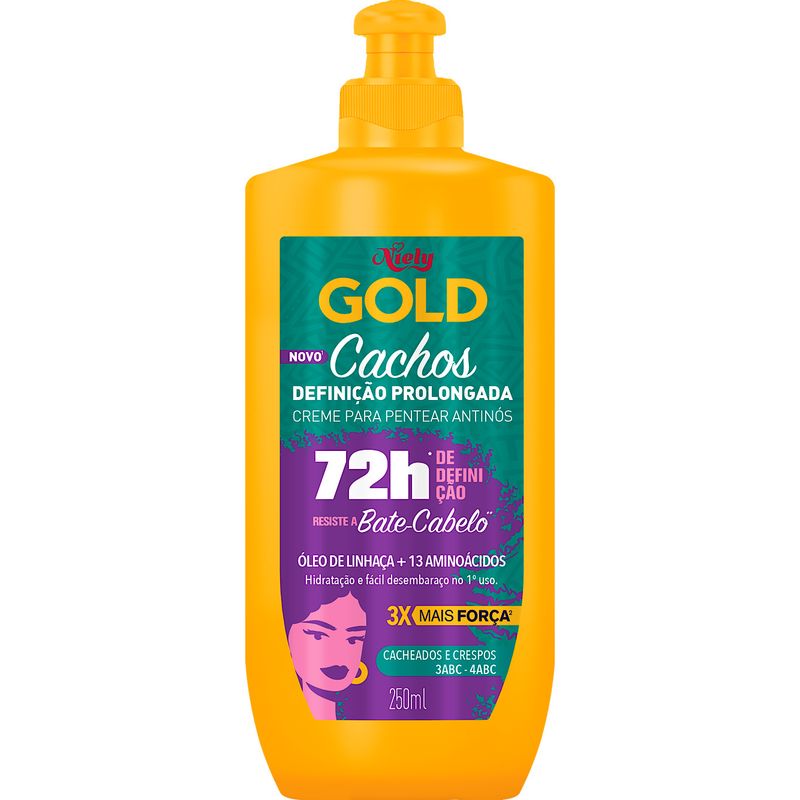 Creme Para Pentear Niely Gold Cachos Definicao Prolongada Frasco 250ml