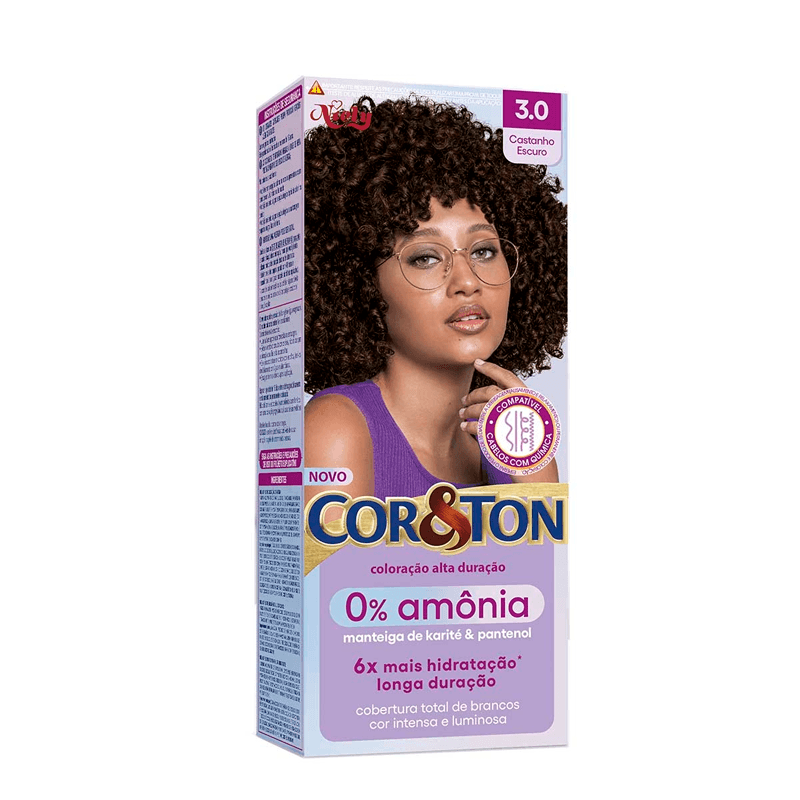 Tintura Capilar Niely Cor&Ton Sem Amonia Cor 3.0 Castanho Escuro