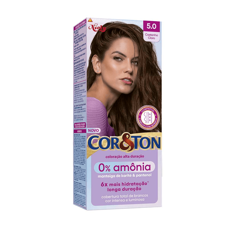 Tintura Capilar Niely Cor&Ton Sem Amonia Cor 5.0 Castanho Claro