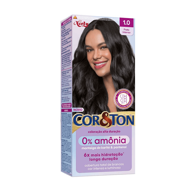 Tintura Capilar Niely Cor&Ton Sem Amonia Cor 1.0 Preto Intenso
