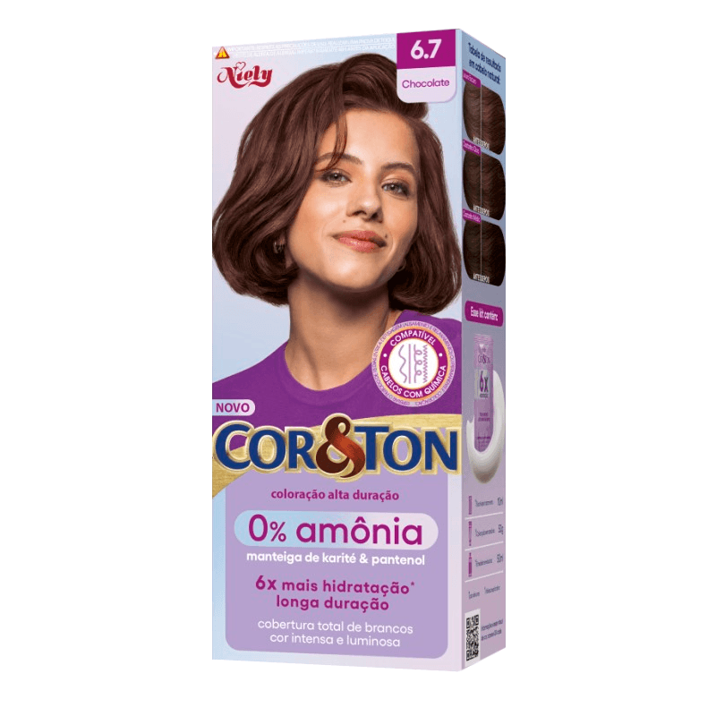 Tintura Capilar Niely Cor&Ton Sem Amonia Cor 6.7 Chocolate