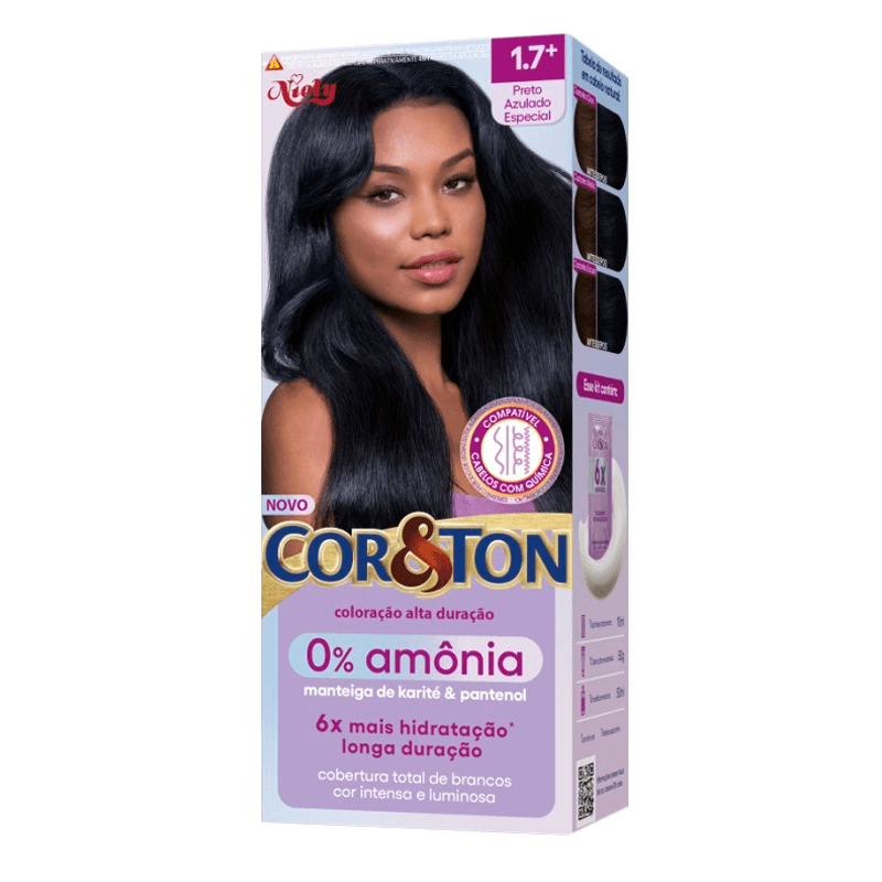Tintura Capilar Niely Cor&Ton Sem Amonia Cor 1.7 Preto Azulado