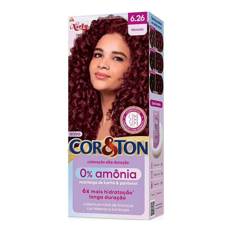 Tintura Capilar Niely Cor&Ton Sem Amonia Cor 6.26 Marsala