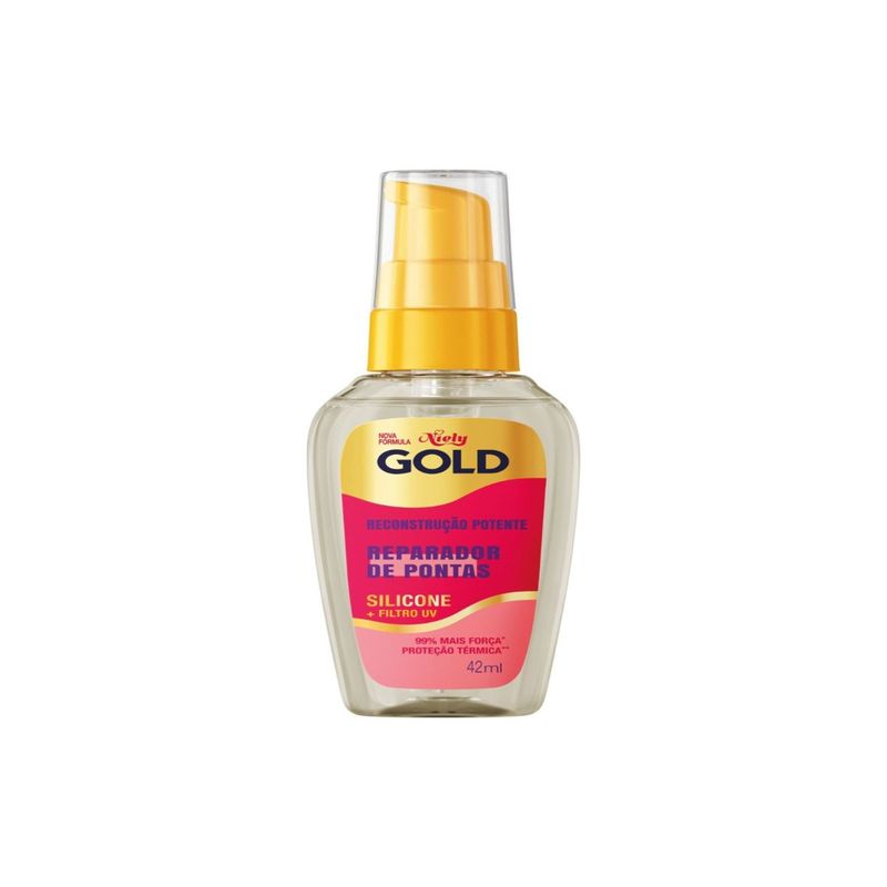 Reparador De Pontas Silicone E Filtro UV Niely Gold Reconstrução Potente Frasco 42ml Pump