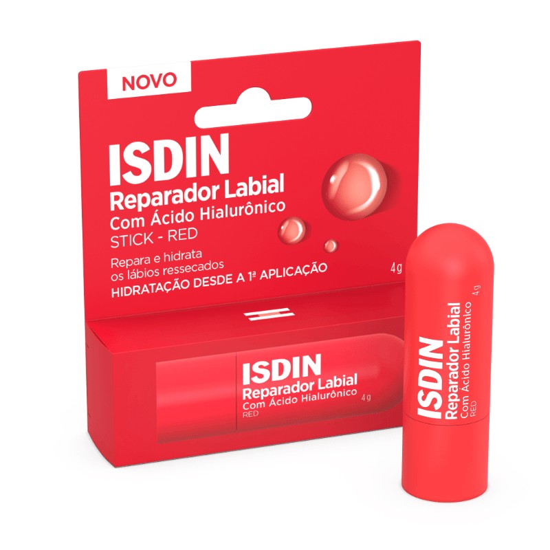 Isdin Reparador Labial Stick Com Ácido Hialurônico Red 4g