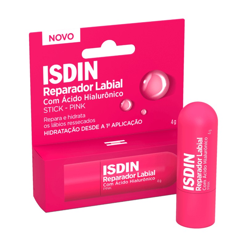 Isdin Reparador Labial Stick Com Acido Hialuronico Pink 4g